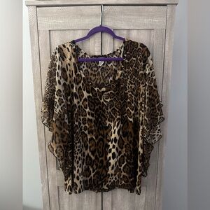 Perseption Brown Leopard Print Blouse